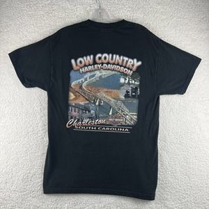 Vintage 2003 Harley Davidson Black T-Shirt Low Country Charleston SC USA Made M